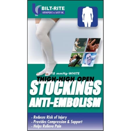 Bilt-Rite Mastex Health Anti-Embolism Stockings Thigh High Closed- White - Small 10-73100-SM
